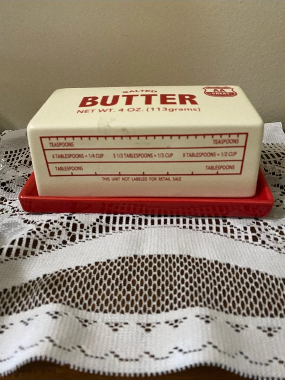 Cost Plus World Market Red & Cream Ceramic Butter Dish - Picture 5 of 7